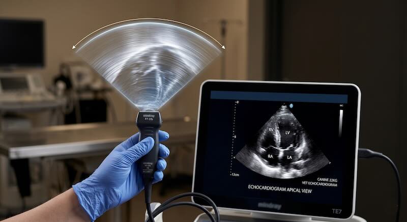 Fan of ultrasound beam