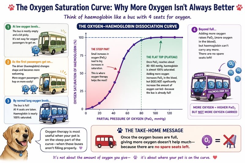 Pictogram showing the bus analogy for oxygen transport